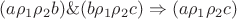 $(a \rho_1\rho_2 b) \& (b \rho_1\rho_2 c) \Rightarrow \!\, (a \rho_1\rho_2 c) $