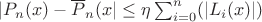 $|P_n(x)-\overline P_n(x|\le \eta\sum_{i=0}^{n}(|L_i(x)|)$