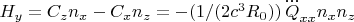 $H_y=C_zn_x-C_xn_z=-(1/(2c^3R_0)) \, \dddot{Q}_{xx}n_xn_z$