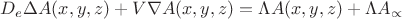 $${D}_{e}\Delta A(x,y,z)+V\nabla A(x,y,z)=\Lambda A(x,y,z)+\Lambda {A}_{\propto }      $$