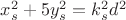 $x_s^2+5y_s^2 = k_s^2d^2$ $x_s^2+5y_s^2 = k_s^2d^2$