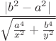 $$\frac{|b^2-a^2|}{\sqrt{\frac{a^4}{x^2}+\frac{b^4}{y^2}}}$$