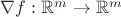 $\nabla f:\mathbb{R}^m\to\mathbb{R}^m$ $\nabla f:\mathbb{R}^m\to\mathbb{R}^m$
