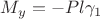 $M_y=-Pl\gamma_1$