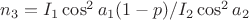 $n_3=I_1\cos^2a_1(1-p)/I_2\cos^2a_2$