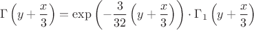 $$
\Gamma\left(y+\frac{x}{3}\right)=\exp\left(-\frac{3}{32}\left(y+\frac{x}{3}\right)\right)\cdot \Gamma_{1}\left(y+\frac{x}{3}\right)
$$