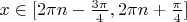 $x \in [2\pi n-\frac{3\pi}{4},2\pi n+\frac{\pi}{4}]$