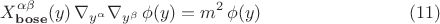 $$
X^{\alpha \beta}_{\bf bose} (y) \, \nabla_{y^{\alpha}} \nabla_{y^{\beta}} \, \phi(y) = m^2 \, \phi(y) \eqno(11)
$$