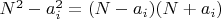 $N^2-a_{i}^2=(N-a_{i})(N+a_{i})$