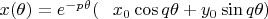 $x(\theta)=e^{-p\theta}(\phantom{+}x_0\cos q\theta+y_0\sin q\theta)$