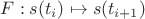 $F:s(t_i) \mapsto s(t_{i+1})$