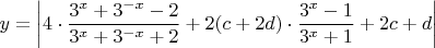 $y=\left|4\cdot \dfrac{3^x+3^{-x}-2}{3^x+3^{-x}+2}+2(c+2d)\cdot \dfrac{3^x-1}{3^x+1}+2c+d\right|$