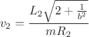 $$v_2=\frac{L_2\sqrt{2+\frac{1}{b^2}}}{mR_2}$$ $$v_2=\frac{L_2\sqrt{2+\frac{1}{b^2}}}{mR_2}$$