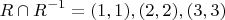 $$ R \cap R^{ - 1} = {(1,1),(2,2),(3,3)} $$