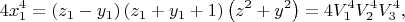 $$4x_1^4  = \left( {z_1  - y_1 } \right)\left( {z_1  + y_1  + 1} \right)\left( {z^2  + y^2 } \right) = 4V_1^4 V_2^4 V_3^4 ,$$