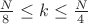 ${N\over8}\le k\le{N\over4}$