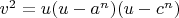 $v^2=u(u-a^n)(u-c^n)$