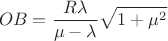 $$OB=\frac{R\lambda}{\mu-\lambda}\sqrt{1+\mu^2}$$