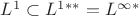 $L^1\subset L^1^{\ast\ast}=L^\infty^\ast$