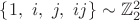 $\{1,\ i,\ j,\ ij\} \sim {\mathbb{Z}_2^2}$