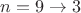 $n=9\to 3$
