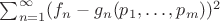 $\sum_{n=1}^\infty(f_n-g_n(p_1,\ldots,p_m))^2$