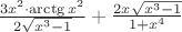 $\frac{3x^2\cdot \arctg x^2}{2\sqrt{x^3-1}}+\frac{2x\sqrt{x^3-1}}{1+x^4}$