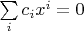 $\sum\limits_i c_i x^i=0$