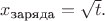 $x_{\text{заряда}}=\sqrt{t}.$