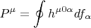 $$ P^{\mu}=\oint h^{\mu 0 \alpha} df_{\alpha} $$