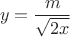 $$
y=\frac{m}{\sqrt{2x}}
$