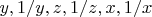 $y,1/y,z,1/z,x,1/x$