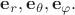 $\mathbf{e}_r,\mathbf{e}_\theta,\mathbf{e}_\varphi.$