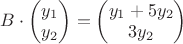 $B\cdot \begin{pmatrix}
y_1 \\
y_2\\
\end{pmatrix}=\begin{pmatrix}
y_1+5y_2 \\
3y_2\\
\end{pmatrix}$