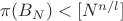 $\pi(B_N)<[N^{n/l}]$