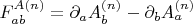 $F^{A(n)}_{ab}=\partial_aA^{(n)}_b-\partial_bA^{(n)}_a$