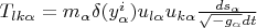 $T_{lk\alpha}=m_{\alpha}\delta(y^i_{\alpha})u_{l\alpha}u_{k\alpha} \frac{ds_{\alpha}}{\sqrt{-g_{\alpha}}dt}$