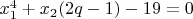 $x_1^4+x_2(2q-1)-19=0$