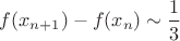 $f(x_{n+1})-f(x_n)\sim\dfrac{1}{3}$