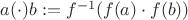 $a(\cdot)b := f^{-1}(f(a)\cdot f(b))$