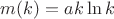 $m(k)=ak\ln k$ $m(k)=ak\ln k$