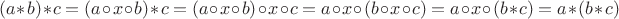 $$(a \ast b) \ast c=(a \circ x \circ b) \ast c=(a \circ x \circ b)\circ x \circ c=a \circ x \circ (b \circ x \circ c)=a \circ x \circ (b \ast c)=a \ast (b \ast c)$$