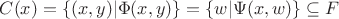 $C(x)=\{(x,y)|\Phi(x,y)\}=\{w|\Psi(x,w)\}\subseteq F$