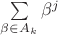 $\sum\limits_{\beta\in A_k}\beta^j$