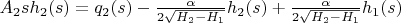 $A_{2} s h_{2}(s)=q_{2}(s)-\frac{\alpha}{2\sqrt{H_{2}-H_{1}}}h_{2}(s)+\frac{\alpha}{2\sqrt{H_{2}-H_{1}}}h_{1}(s)$