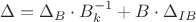 $$ \Delta=\Delta_B \cdot B^{-1}_k+B\cdot\Delta_{IB}$$