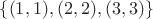 $\{(1,1),(2,2),(3,3)\}$