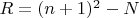 $R=(n+1)^2-N$