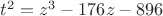 $t^2=z^3-176z-896$