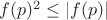 $ f(p)^2 \leq |f(p)| $